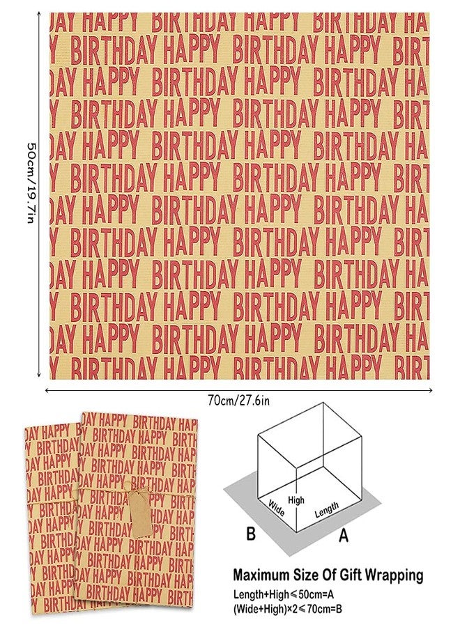 Geluode Happy Birthday Wrapping Paper For Men Boys Women Adults Kids Girls, Gift Wrapping Paper Recycled Multipack (7 Sheets,20 x 28 inches per sheet,27 Sq.ft. ttl.,) W/ 10 Gift Tags Jute Twine Tape Stickers - Image 3
